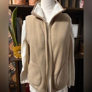 Tan Fleece Reversible Vest with Long Sleeve Top